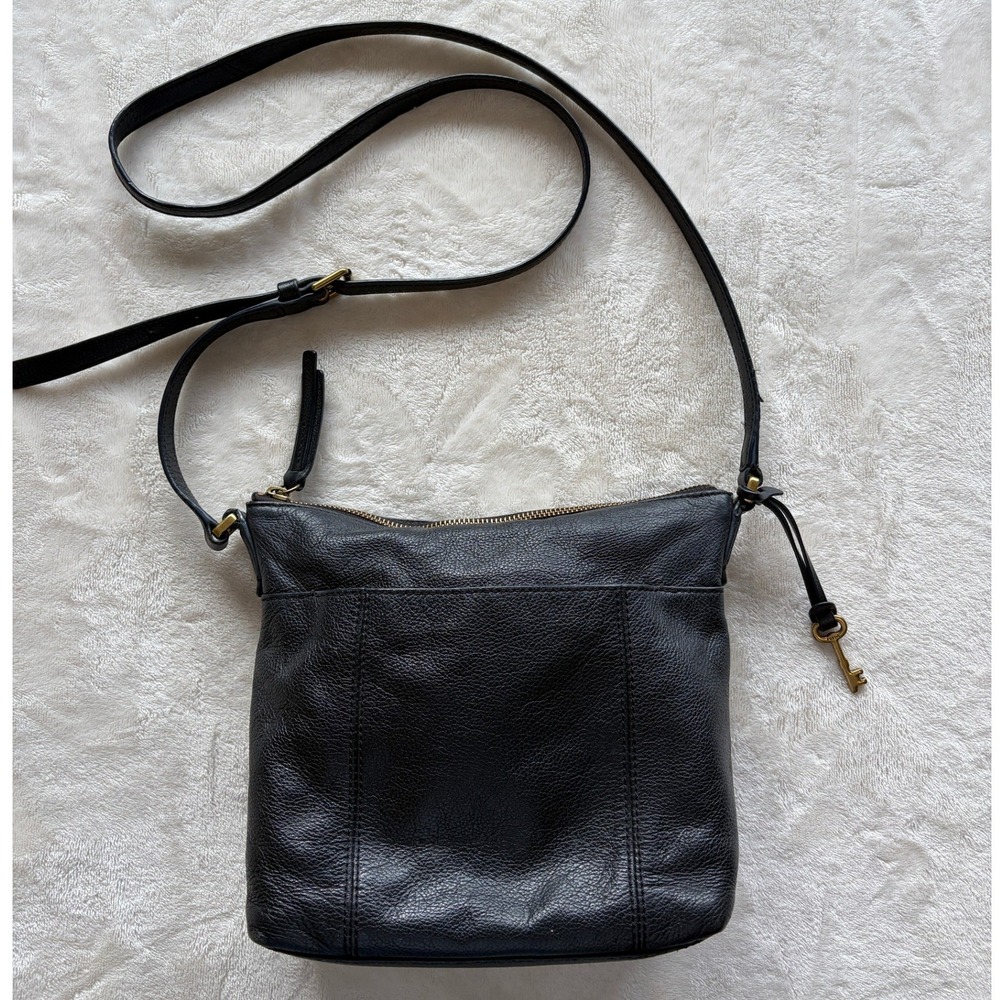 Fossil Black Jori Pebbled‎ Leather Crossbody Bag Womens Small Excellent